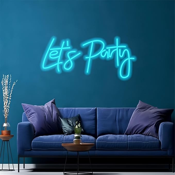 Let's Party LED Neon Signs for Wall Decor Neon Wall Art Acrylic LED Lights with Hanging Chain Light Up for Bedroom Decor Graduation Bar Pub Wedding Party 5V USB Powered Dimmable