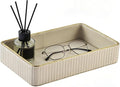PU Leather Valet Tray,Desk Organizer Tray Nightstand Organizer Trinket Dish Storage Key Bowl Decorative Trays for Phone Wallet Jewelry Watch,Bathroom Bedroom Perfume Vanity Trays,Beige