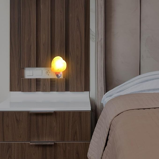 Zerodeko Salt Night Shape Led -in Night Light for Bedroom and Bathroom Decor Creates Warm Glow for Relaxation for Meditation and Nightstand Use