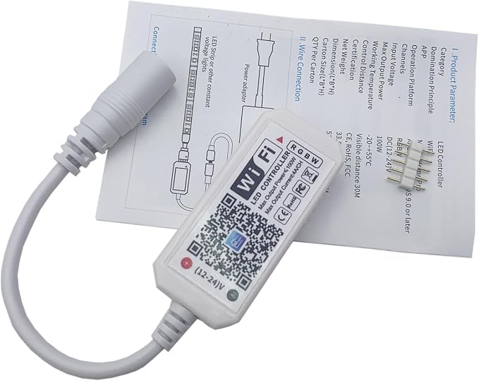 WiFi RGBW Controller Magic Home APP Compatible with Alexa Google Home for DC12-24V LED Strip Light Voice Dimmer (WiFi, RGBW)