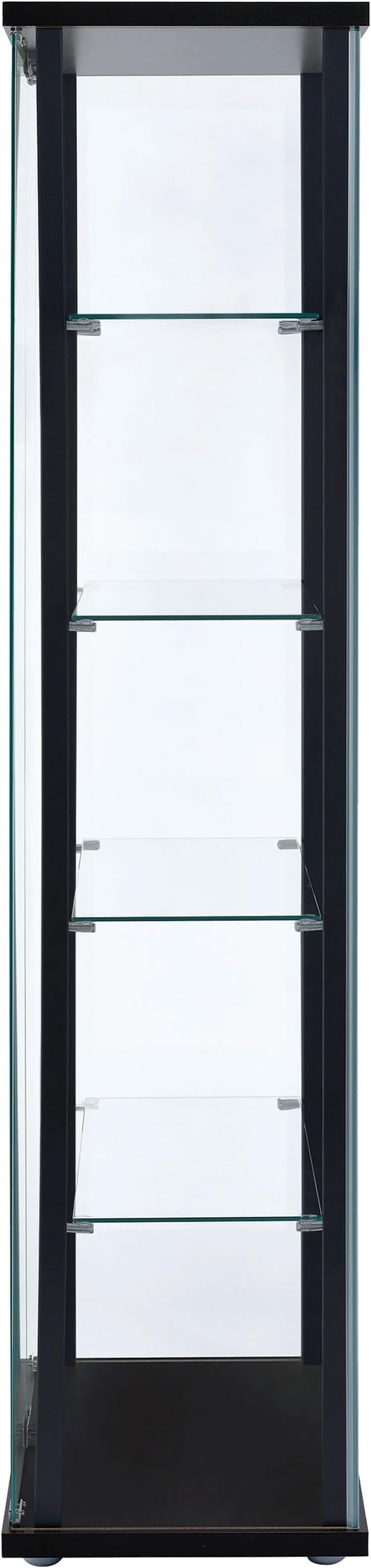 Coaster Home Furnishings - Delphinium - Wood - 5-Shelf Curio Display Cabinet with Tempered Glass Shelves, Push-to-Open Doors and Chrome Hardware - Living Room - Black - 950170