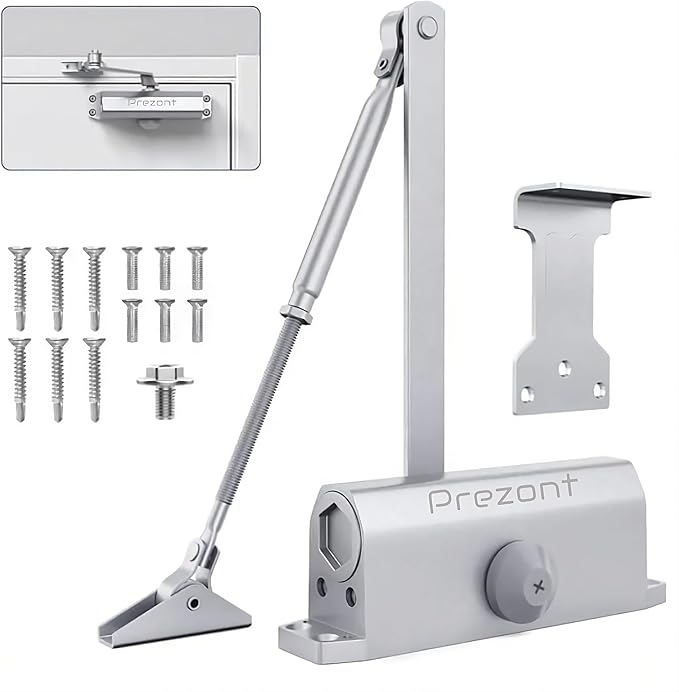 Hydraulic Automatic Door Closer – Heavy Duty Adjustable Closer (Up to 150 lbs) for Home & Commercial Use – Aluminum Alloy Auto Shut System for Interior & Exterior Doors