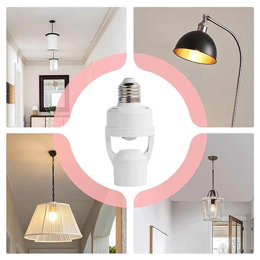 Automatic Light Socket - Infrared Radar Motion Sensor, Screw Bulb Holder Adapter, Hands Free Lighting Control Design, Smart Home Feature, Designed for Garage Basement Front Door Exit