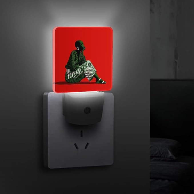 Plug in Night Light with LED & Smart Light Sensor, Striped Dialogue Auto-On/Off Night Lights Plug Into Wall for Bedroom, Bathroom, Hallway, Stairway