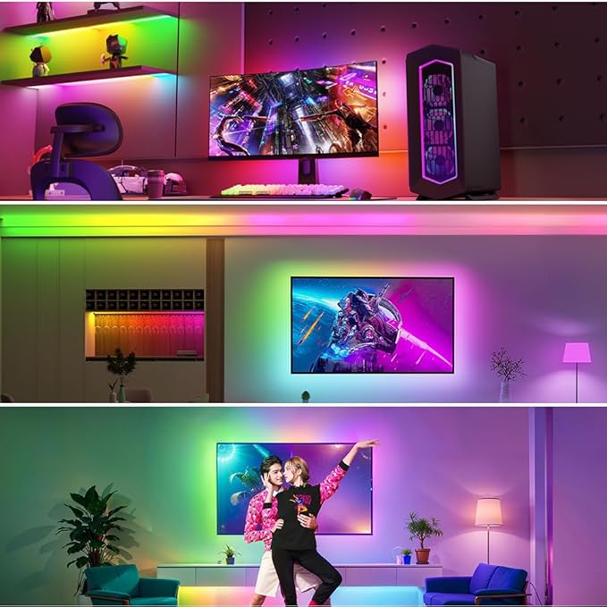 WS2812B IC RGB 5050SMD ECO Individual Addressable LED Strip Light, 16.4FT 300LED 60LED/m Flexible Full Color IP65 Waterproof DC5V Black PCB for DIY Project (No Power Adapter or Controller)