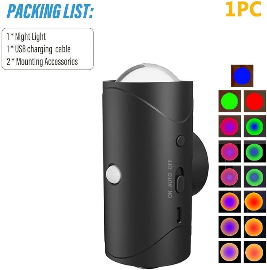 Smart rechargeable led night light with motion sensor–RGB gradient ambient lighting,dimmable wall,Magnetic Wireless Night Lights with 3 Modes,Stick On Cabinet Light for Hallway Bedroom Game Room Stair
