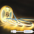 COB LED Strip Lights Warm 3.28ft, 5V Dimmable LED Light Strip, Flexible USB LED Strip for Cabinet, TV Backlighting, Bedroom, Kitchen, Home DIY Lighting