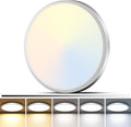 zemty 1Pack LED Flush Mount Ceiling Light, 12Inch 24W Dimmable Ceiling Lights Fixture, 5 Color Temperatures (3000K-6500K) Brushed Nickel Round Ceiling Lamp for Bedroom, Kitchen, Hallway,Bathroom