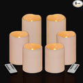Flameless Candles 4" 5" 6" Set of 6 Outdoor Indoor Pillars 3" Diameter Battery Operated Flickering Candles Include 10-Key Remote Timer Function 400+ Hours by 2 AA Batteries (6 Pack)