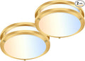 hykolity 13 inch Flush Mount LED Ceiling Light Fixture, 2700K/3000K/3500K/4000K/5000K Adjustable Ceiling Lights, Gold Saturn Dimmable Lighting for Hallway Bathroom or Kitchen ETL Listed 2Pack