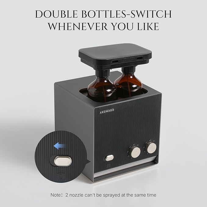 Smart Aroma Waterless Essential Oil Diffuser, Cold Air Tech Scent Air Machine for 2000 Sq Ft, 200ml Hotel Collection Diffuser for Home & Office (Black Titanium, Two Scents)