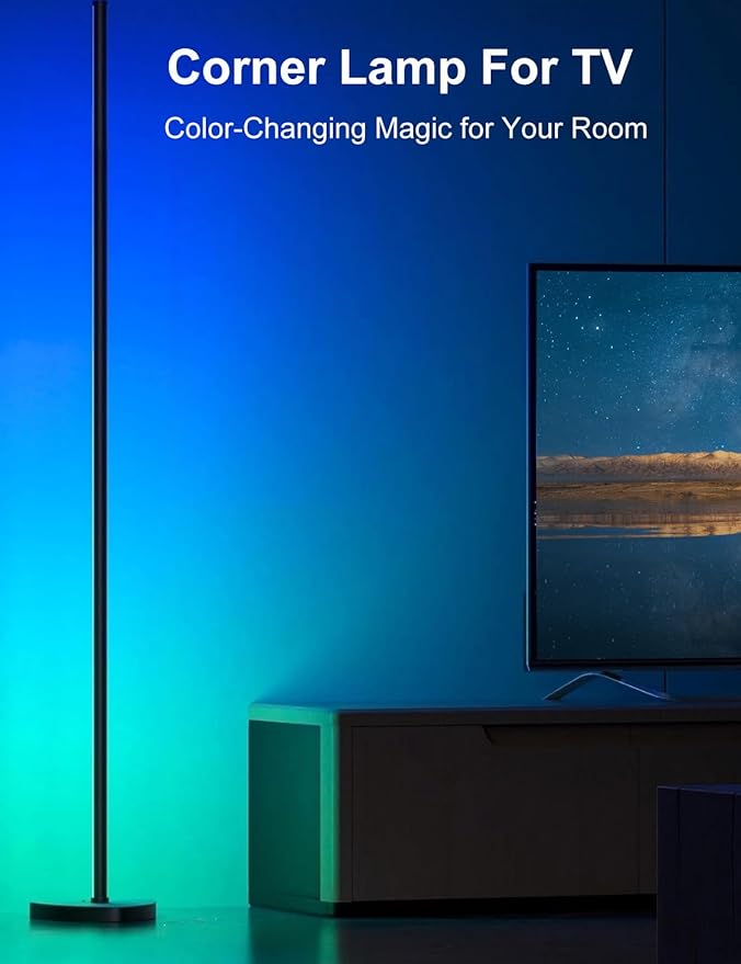 Corner Floor Lamp 70" 2 Pack, RGB IC LED Corner Lamp with APP and Remote Control, 16 Million Colors, Music Sync &Timing Function, Color Changing Ambient Light for Living Room, Bedroom, Gaming