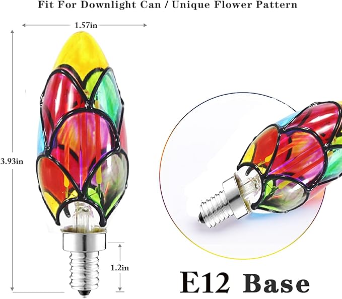 I-SHUNFA Edison Glass LED Light Bulb C35, E12 Standard Base 3.5 Watts Heatless C35 LED Light Bulbs for Home Party, Recreation Room,Balcony,Garden,Christmas Decoration 2 Pack