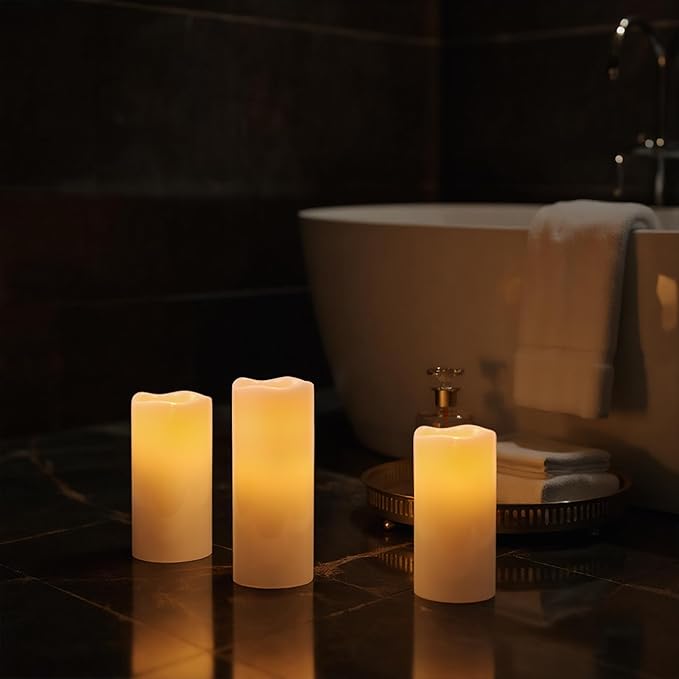 Outdoor Candles with Timer Waterproof, 10” x 4” & 8” x 4” Set of 2 Waterproof Candles with Remote, Large LED Pillar Battery Operated Candle for Outdoor Outside Lartern Porch Patio Decor