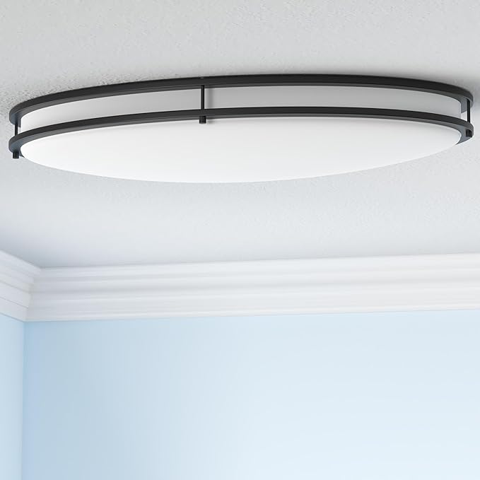 ASD LED 32" Oval Flush Mount Lighting, Close to Ceiling Light Fixture | 3CCT, Dimmable, Energy Star, ETL Listed | 45W 3750LM 3000-5000K 100-277V | Low Profile Double Ring Lamp | Dark Bronze