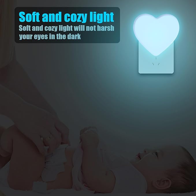 INZU Night Lights Plug into Wall, LED Night Light for Kids, Cute Nightlight with Auto Dusk to Dawn Sensor, LED Nightlight with Soft Warm Light for Bedroom, Nursery, Bathroom, Hallway (Blue)