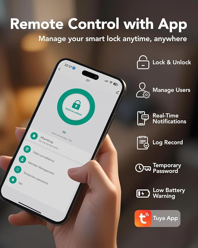 Devo G1 Video Smart Lock with Camera & Doorbell, 6-in-1 Fingerprint Keyless Entry Door Lock for Front Door, App Remote, Auto Locks, Wi-Fi Smart Deadbolt, Easy Install, Waterproof, Silver