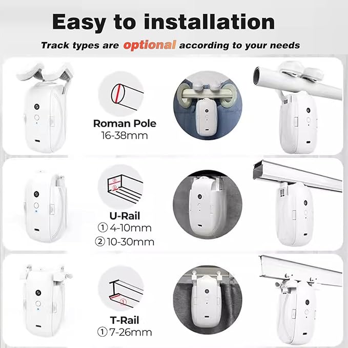 Smart Automatic Curtain Opener - Remote Controled by App/Timer/Voice,Upgraded High-Performance Motor, Automatic Light Sensor, Add Gateways,For Google Alexa,No Remote (for Roman rod/T/U track 3-in-1)