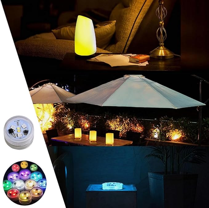 KEMANI Mini Submersible Led Lights, 5pcs Small Underwater Tea Lights Candles Waterproof with Remote Battery Operated, RGB Multicolor Changing for Wedding Home Party Festival Decoration
