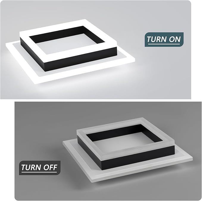 32W Modern LED Ceiling Light, Small Flush Mount Light Fixture, Kitchen Ceiling Light Fixture, Square Hallway Lighting Fixtures for Living Room Bedroom Bathroom Kitchen (2 Pack)