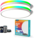 TALOYA Compatible with Alexa Flush Mount Ceiling Light, 12 inch RGB Ambient Light, Day Light 3000K~6500K Adjustable by App, equivs to 200W Traditional lamp for Living Room, Bedroom, 2-Pack