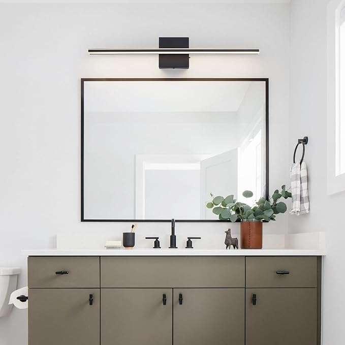 Vanity Light for Bathroom Lighting Fixtures Over Mirror 24 Inch Dimmable 5CCT Modern Vanity Lights Black Bathroom Light Bar Bath Wall Sconce 18W