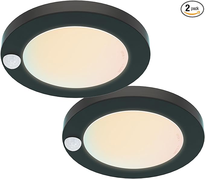 ZAGO LED 6" 120 Volts Closet Light Wired, PIR Motion Sensor Ceiling Disc Light for Closet, Laundry, Garage, Pantry, Wet Location, ETL, Black