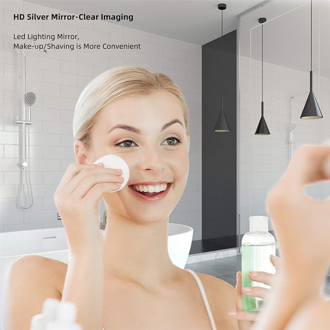 55" x 30" LED Bathroom Mirror Wall-Mounted Vanity Mirror with Anti Fog,Dimmable Waterproof Smart Touch Button Makeup Mirror with Lights Vertical & Horizontal