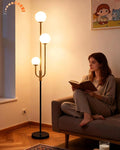 Lightdot 66IN Globe Floor Lamp 3-Lights Vintage Floor Lamps with 3000K Warm White Bulbs Included for Wedding Party Modern Tall Standing Lamp for Living Room/Bedroom-Gold & Black