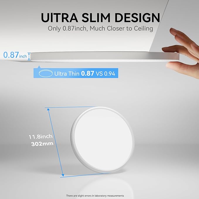 3200lm LED Flush Mount Ceiling Light, Super Slim 12 inch LED Ceiling Light, 5000K LED Ceiling Light for Bedroom, Living Room, Dining Room (White, One Pack)