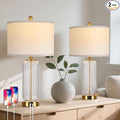 Table Lamps Set of 2 with Touch Control, 27" Modern Glass Bedside Lamps with USB A+C Ports, 3-Way Dimmable Nightstand Lamp with Vertical Grained Glass, Bedside Table Lamps, Desk Lamp for Bedroom