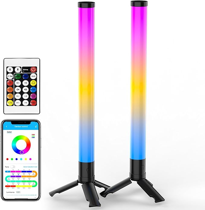 TJOY 360° Smart Light Bars, RGB Game Lights on Desk, TV Backlight with Music Sync, USB Powered LED Light Bar, Mood Lighting for PC, Gaming Room(Black, Plastic Material)