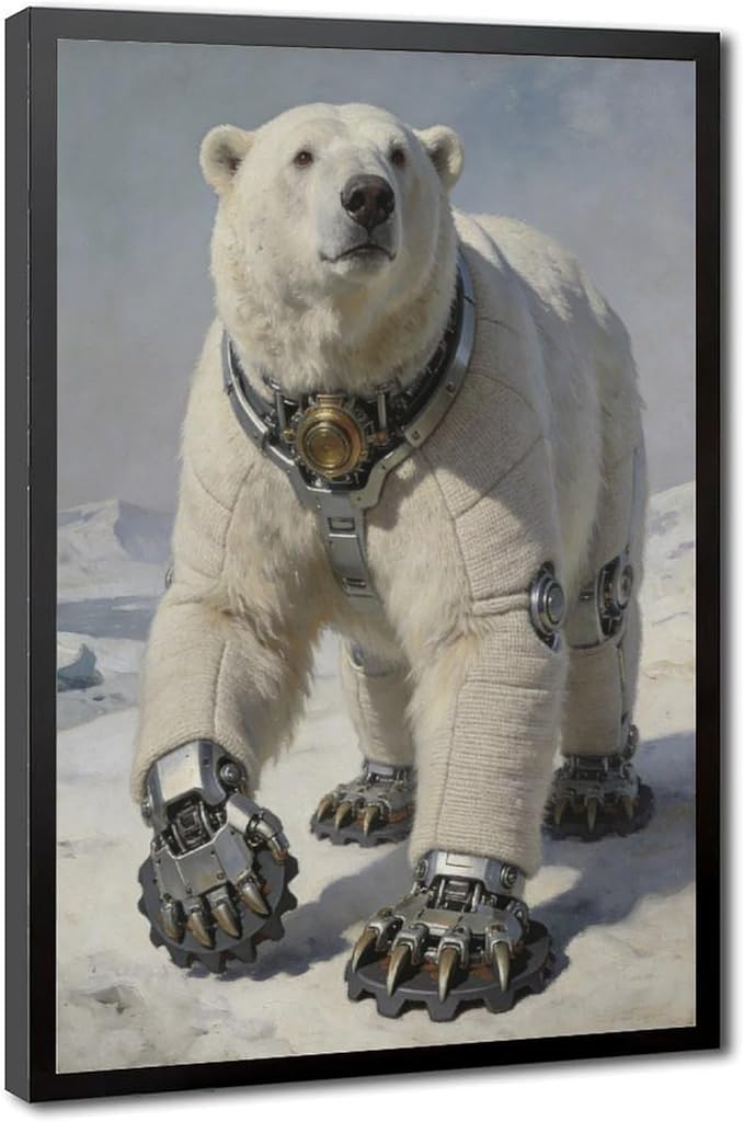 Framed Futuristic Fantasy Wall Art for Living Room TV Wall Modern Tech Style Home Decor 20x30in