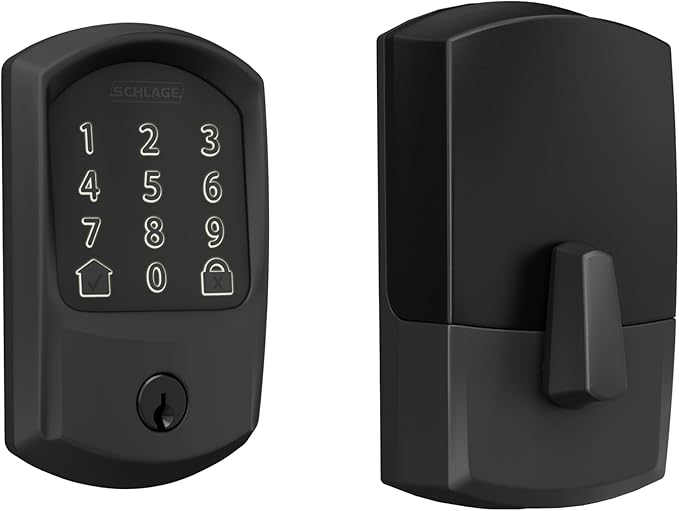 Schlage Encode Smart Wi-Fi Deadbolt Lock with Touchscreen Keypad, Keyless Front Door Entry, App Control, Alexa, Google Home and Airbnb Compatible, Matte Black, BE489WB GRW 622