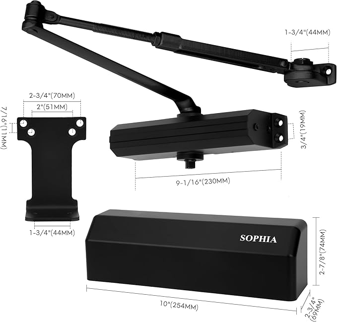 Sophia Commercial Door Closer with Hold Open DK4000, Matte Black