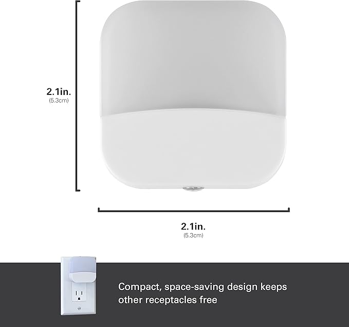 Lights by Night Plug In Night Light Bedroom Decor Apartment Essentials LED Lights Ambient Lighting Dusk to Dawn Sensor Nightlight Bathroom, Square 6 pack