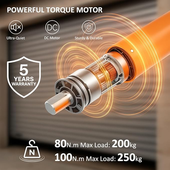 120V Tubular Roller Shutter Motor Kit with Remote, High Torque Electric Blind Motor Replacement for Awnings & Garage Doors, Quiet Operation (100 N.m for Φ94mm（3.7"） Round Tube)