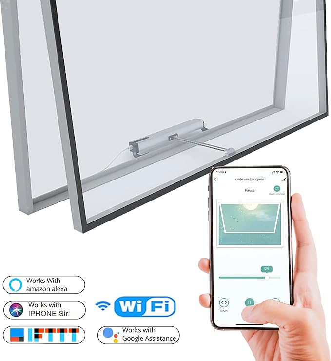 Olideauto Automatic Electric Window Opener,Smart WiFi Function Built in AC Motor,Wireless Remote and Phone APP Controlled Automatic Window Closer