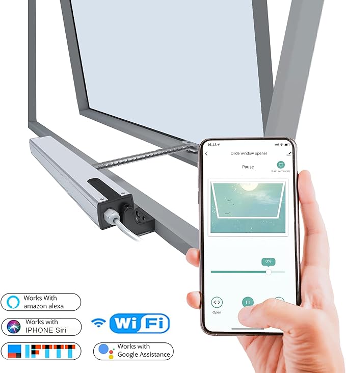 Olideauto Automatic Electric Window Opener,Smart WiFi Function Built in AC Motor,Wireless Remote and Phone APP Controlled Automatic Window Closer