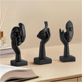3 Pcs Thinker Small Statue Set - Black Art Abstract Decor, Modern Living Room Decoration, Knick Knacks for Shelves, Table Decor, Office Bookshelf, Shelf Side, Gift for Friends
