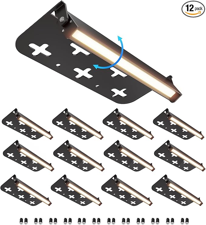 12 Pack 7 Inch Retaining Wall Lights, 5W LED Hardscape Lighting 12V AC/DC Low Voltage Step Lights Outdoor, 2700K Soft White IP65 Waterproof Landscape Lighting for Patio Walls Stairs, ETL