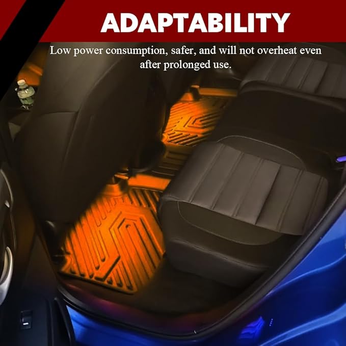 Car Interior LED Lights, Automotive Ambient Neon Light Kit with USB Port, Automotive Under Dash Decoration Night Lamp for Men and Women, 4 in 1 Decoration Lights for Car, Garden, Home, Part (Orange)