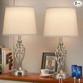 Touch Table Lamps Set of 2, nightstand lamp with USB Ports Bedside 3 Way Touch dimmer Desk lamp for Living Room Bedroom,Nickel Plated Spiral cage Base Design Warm White dimmer Bulbs Included