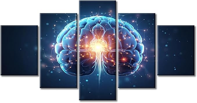 Brain Nervous System Wall Art Canvas Abstract Human Brain Wall Painting for Bedroom Wall Art for Living Room Contemporary Modern Home Office Posters Framed Wall Art (60" Wx32 H)