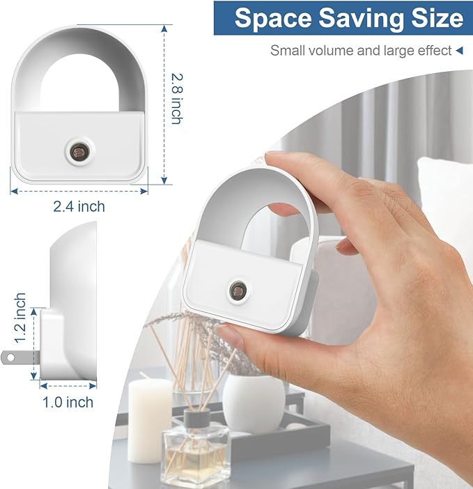 LED Night Light Plug into Wall, Nightlights with Smart Dusk toDawn Sensor, Night Light Suitable for Bedroom, Bathroom, Hallway, Kitchen, Stairs, Kids, 6 Pack, Warm White Light