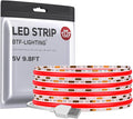 BTF-LIGHTING FCOB USB Powered Red Color COB LED Strip Lights 9.8FT 960LEDs 5V 8mm Width 90+ High CRI Ultra Bright Flexible Light for TV Backlight Display Cabinet PC DIY Decor
