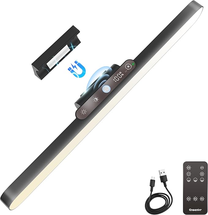 Motion Sensor Light Indoor, Rechargeable Under Cabinet Lighting with Remote Control Digital Battery Display, Dimmable Magnetic LED Closet Lights, 3 CCT Stick on Lights for Kitchen, Hallway, Stairs