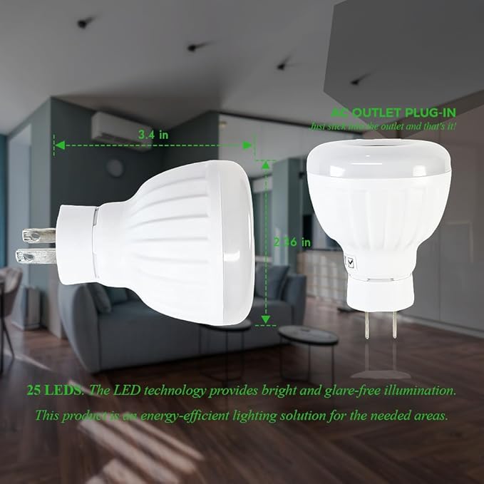 Bright Night Light LED Motion and Light Sensor AC Outlet Plug-in PIR Automatic Lamp Plug into Wall Dusk to Dawn 5W for Bedroom Garage Stairway Basement Hallway