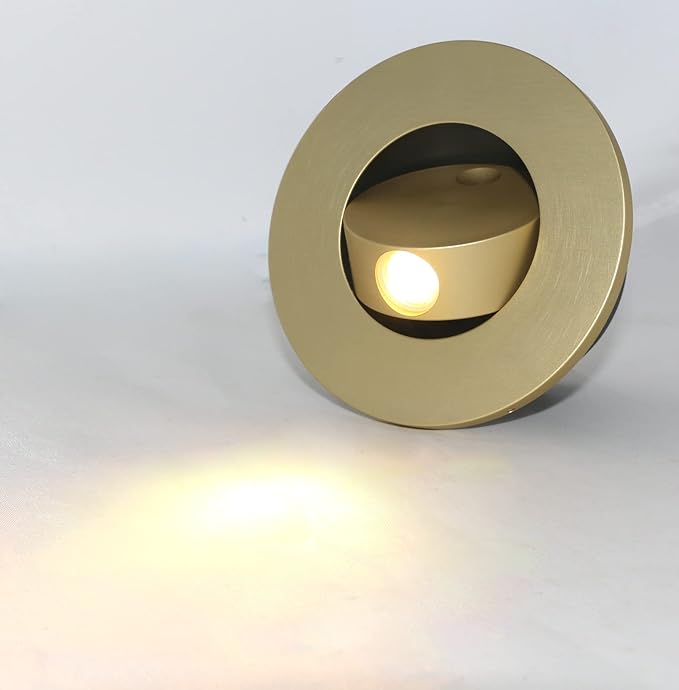 3W LED Wall Recessed Step Stair Lighting Bedside Reading Light Fixture Hidden On/Off Switch Adjustable Warm White Yellow Circle