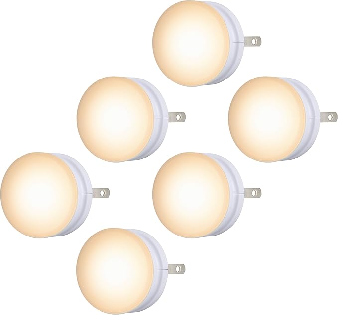 Lights by Night Plug In Night Light Bedroom Decor Apartment Essentials LED Lights Ambient Lighting Dusk to Dawn Sensor Nightlight Bathroom, 6 pack